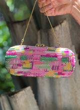ELLY pink embroidered clutch